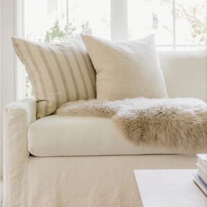 NWT! Pair of JENNI KAYNE Ojai Pillow Covers - Tan Stripe